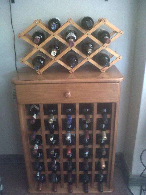 COLLECTION OF 44 WINES PLUS WINE RACK