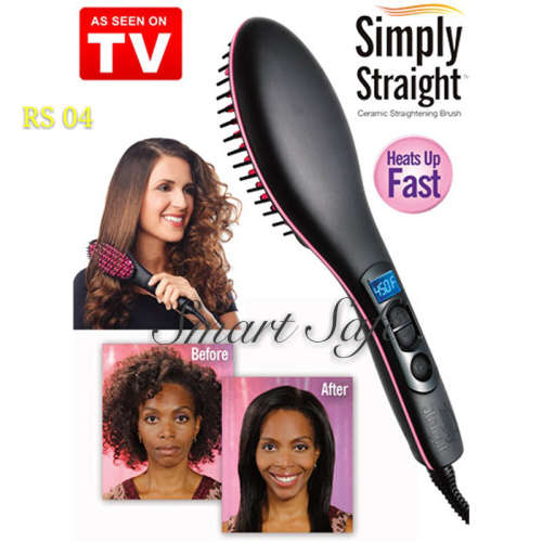 Simply Straight Ceramic Electric Digital Control Hair Straightener Brush