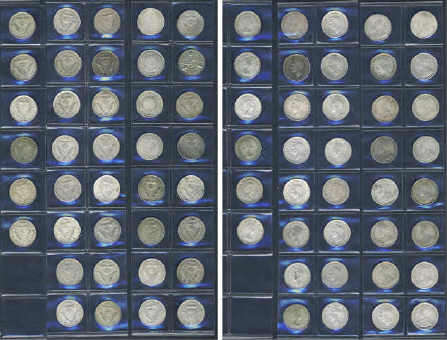 Union of South Africa Collection: TICKEYS: COMPLETE 1923 to 1959 bar the 1931 date: GB 1931 Tickey