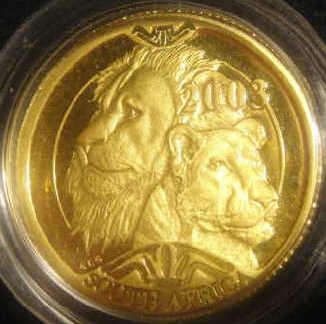 2003 GOLD NATURA : 24 Carat Gold : 1/10 OZ : The LION : Only 3000 minted :PURE GOLD