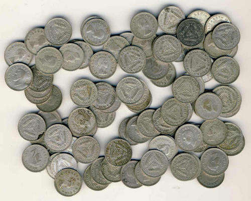One Hundred (100) SA SILVER Tickeys minted between 1951-1961