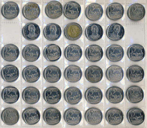 Forty (40) Nelson Mandela and Inauguration R5 coins : Bid as one lot