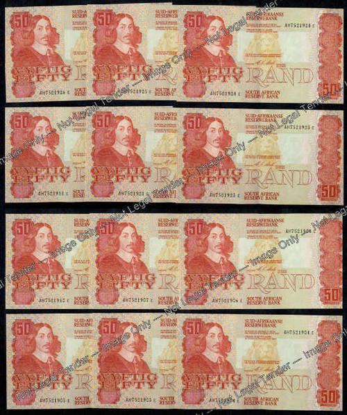 CL Stals serial number runs of TWELVE (12) x R50 notes (all Prefix AH5219)