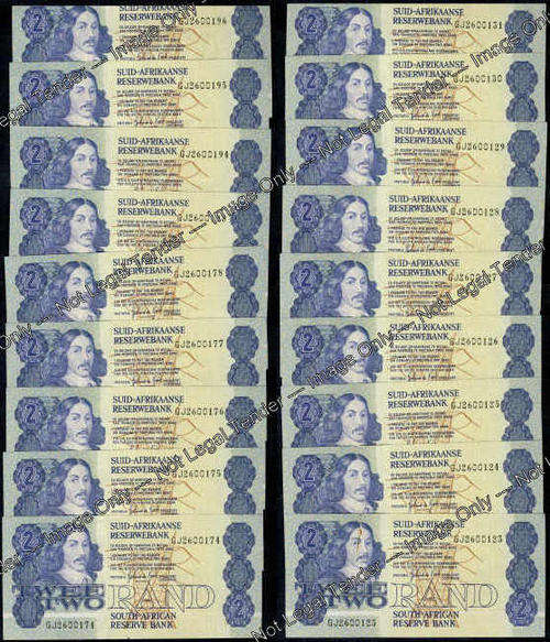 Gerhard de Kock runs of 18 x R2 Notes (Prefix GJ26)