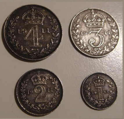 Great Britain : Maundy Set of 1911 : Sterling Silver : George V