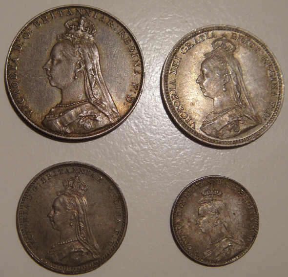 Great Britain: COMPLETE Victorian Maundy Set of 1891 (Sterling Silver)