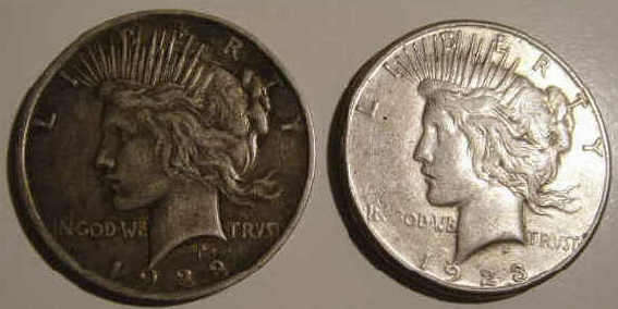Bid PER COIN : Two (2) USA Peace Dollars of 1923