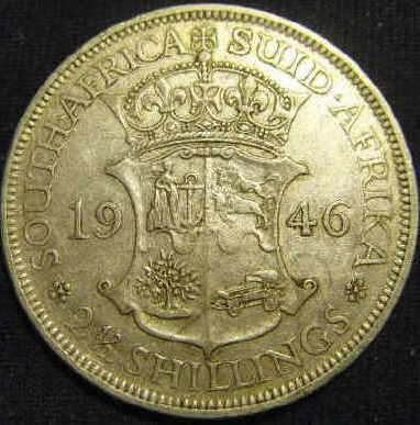 1946 George VI Union of SA Half Crown (2/6-) : VERY SCARCE and gradable
