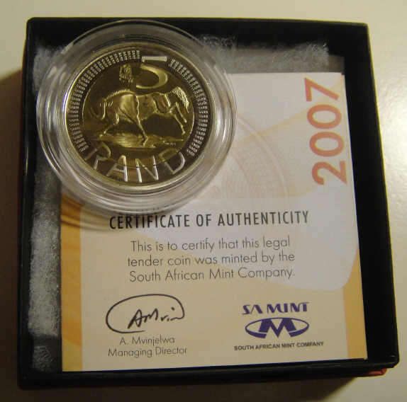 Oom Paul Mintmark R5 of 2007 with SAM Certificate of Authenticity
