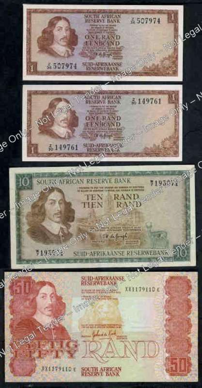 Small REPLACEMENT collection of Jan van Riebeeck banknotes of the RSA.