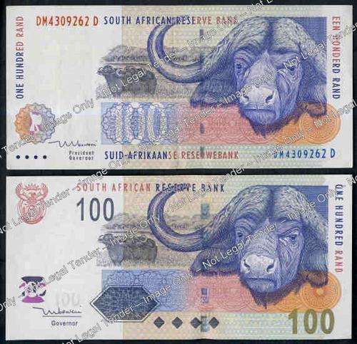 Tito Mboweni : The OLD and the NEW : Pair of Uncirculated R100 bank notes