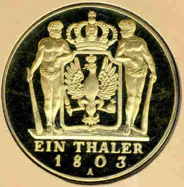 STERLING SILVER CROWN: Cape Heritage Collection : Prussian Frederick William III Thaler of 1803