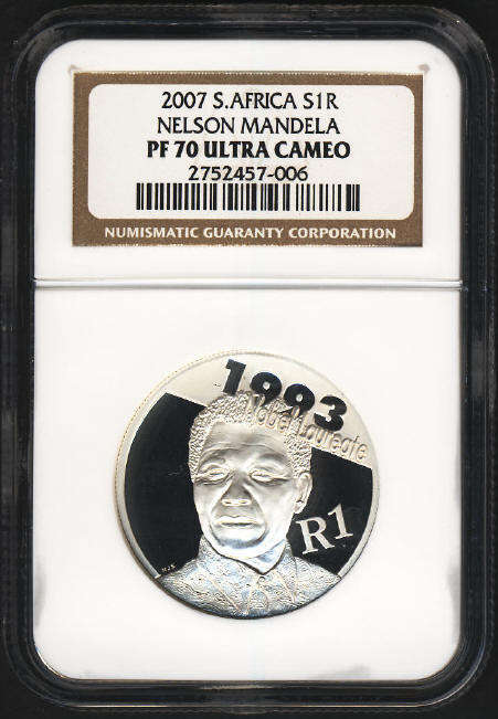 PERFECT: Silver Protea R1 : 2007 Nelson Mandela : NGC graded PF70 ULTRA CAMEO