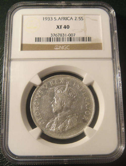 NGC Graded : SA Half Crown 1933 : XF40 : Second scarcest SA Half Crown
