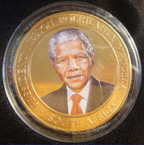 Nelson MANDELA Colourized Medal with Certificate of Authenticity
