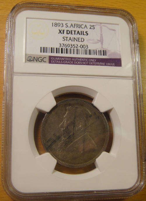 Z.A.R. Paul Kruger Two-Shilling (2/-) 1893 : NGC Graded XF Details (SCARCE YEAR 1893)