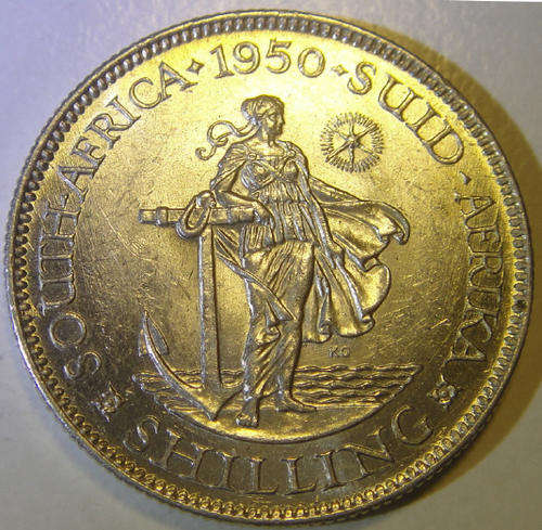 MINT STATE (Uncirculated) 1950 South African Silver Shilling (1/-)