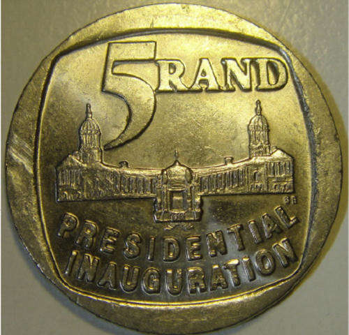 Nelson Mandela Inauguration R5 of 1994 (Six available): Encapsulated in Mylar Holder