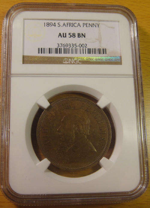 Z.A.R. Paul Kruger Penny (1d) 1894 : NGC Graded AU58BN (Two available in this TOP condition)
