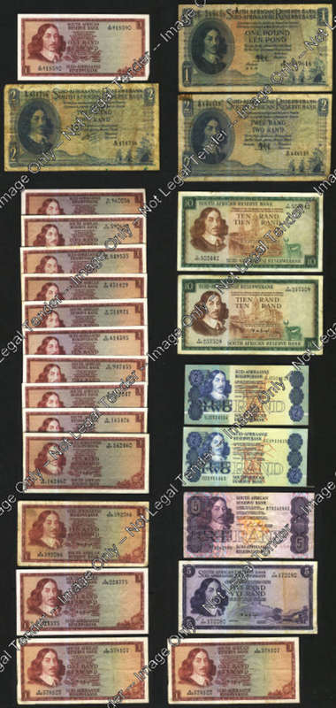 Old Jan Van Riebeeck collection of SA Bank Notes (From Pounds to Rands)