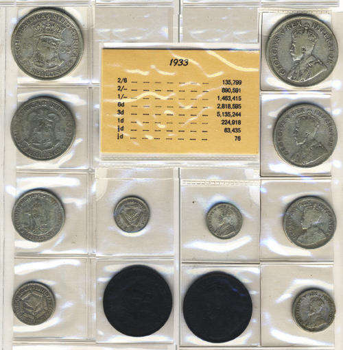 South African UNION Coin Set for the Year 1933