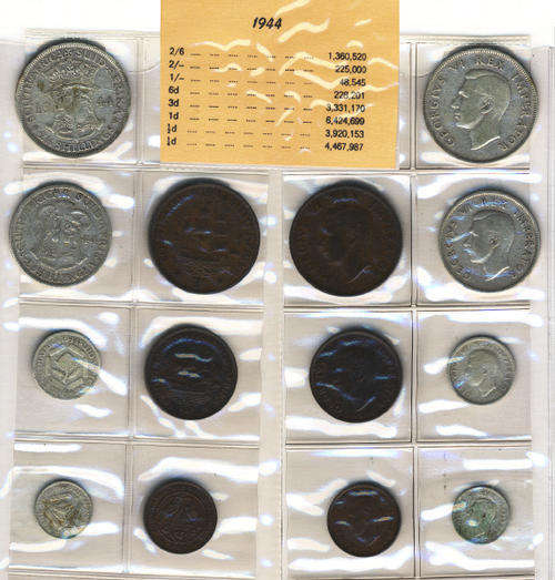 South African UNION Coin Set for the Year 1944