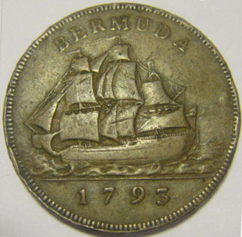 King George III : Bermuda Ship Penny dated 1793