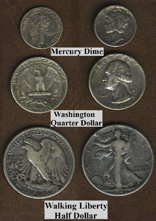 SECOND WORLD WAR (WW2) : Type Set of SILVER Coins used by American Soldiers