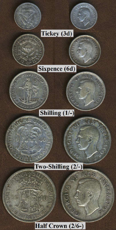 SECOND WORLD WAR : Type Set of SILVER Coins used by South African Soldiers (George VI issue)