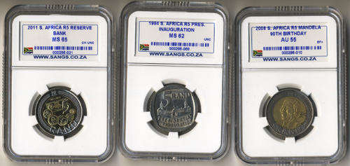 R5 Combo of three Graded SANGS Coins (1994, 2008 and 1911)  : One bid takes all three