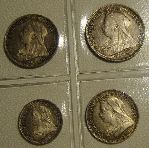 Victorian MAUNDY Silver Coin Set of 1900 (Complete silver 1d, 2d, 3d and 4d)