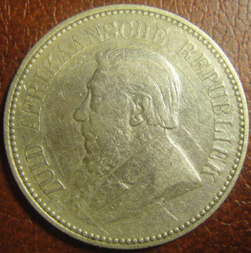 Paul Kruger ZAR Half Crown (2/6-) of 1893 : XF Details (Obverse Marks) RARE 1893 date