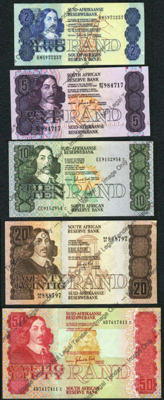 Gerhard de Kock : 100% COMPLETE : Type set of RSA (van Riebeeck) banknotes from R2 up to R50