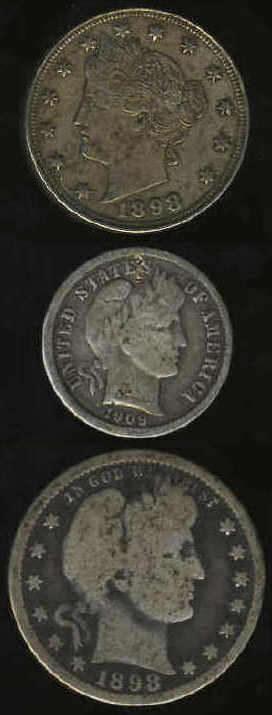 United States of America : Liberty Head Nickel and Barber Dime & Quarter Dollar