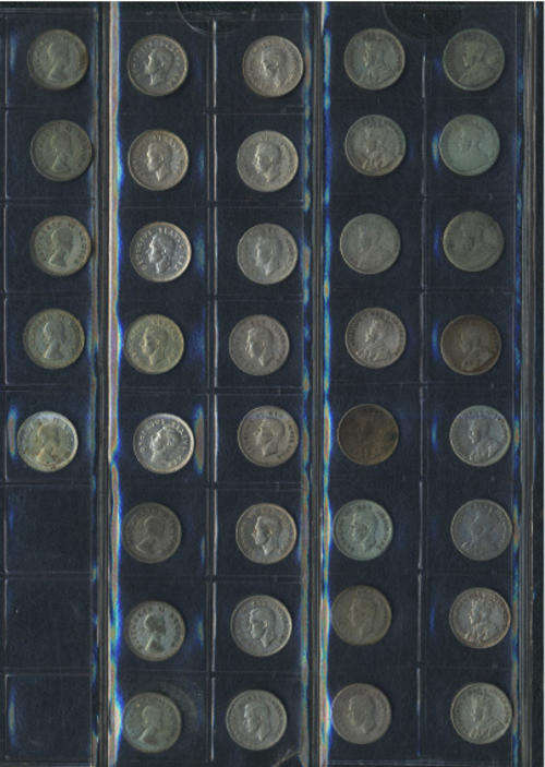 South African Union : Tickey (3d) Collection : Complete : 1923 to 1960 bar 1931