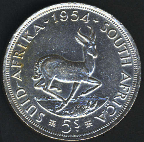 1954 CROWN (Silver 5-Shilling) : Union of South Africa (Bid Per Coin : 2 available) SCARCE