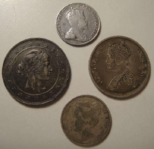 Four old SILVER Coins of 1862, 1902, 1908 and 1924