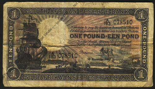 Union of SA : One Pound / Een Pond : MH de Kock : 15 November 1947