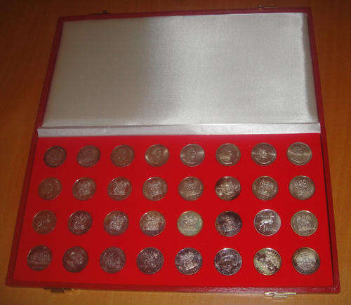 SUPERB Collection of 32 South African SILVER R1 coins from 1965 to 1988