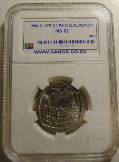 1994 Nelson Mandela Presidential Inauguration R5 : Sangs graded MS62