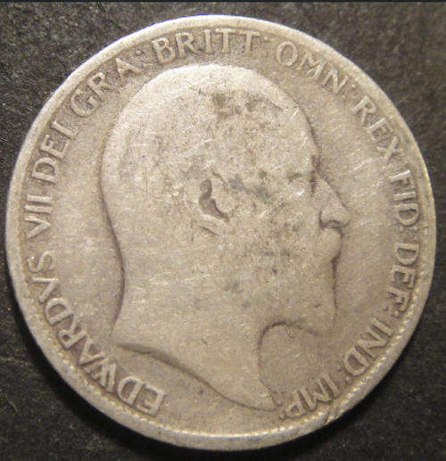 Great Britain : King Edward VII : Silver Sixpence (6d) of 1904