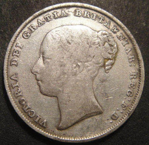 Great Britain : Queen Victoria : Silver Shilling (1/-) of 1839