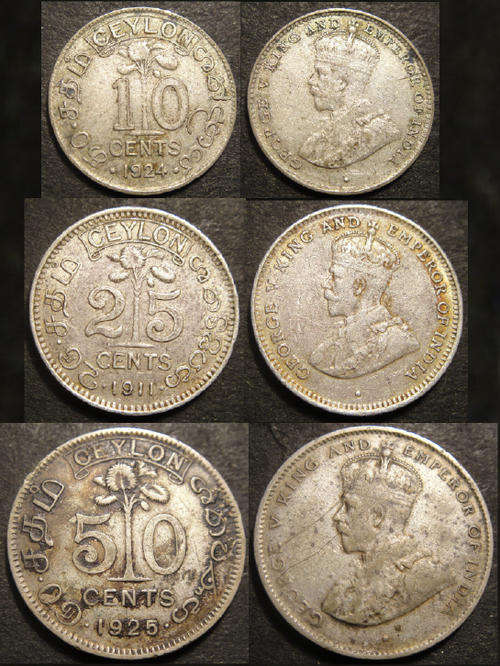 British Commonwealth & Colonial : George V : SILVER SET : Ceylon