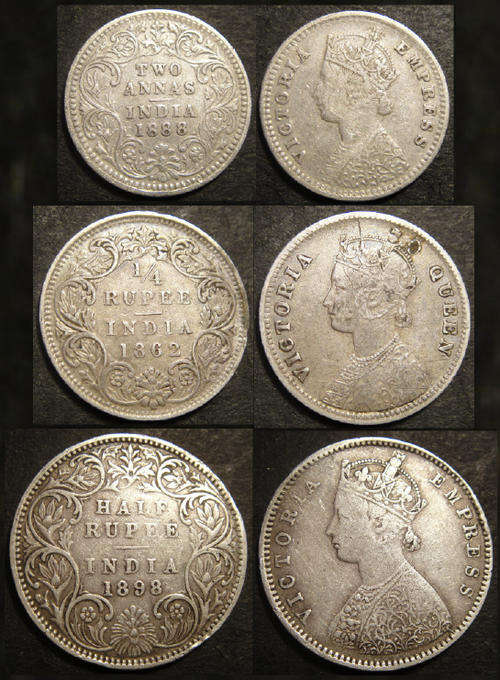British Commonwealth & Colonial : Queen Victoria : SILVER SET : India