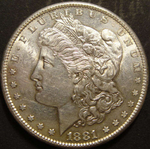 United States of America : SILVER MORGAN DOLLAR : 1881 (San Francisco Mint)