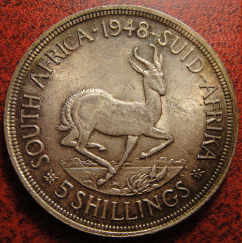 1948 South African Union CROWN (Silver 5-Shilling) : 2 available