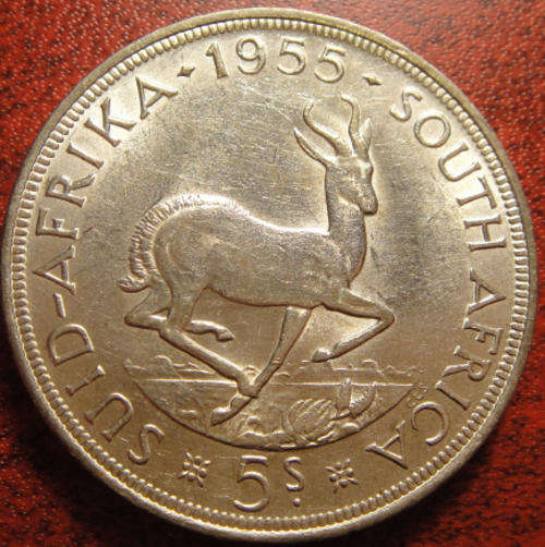 1955 South African Union CROWN (Silver 5-Shilling)