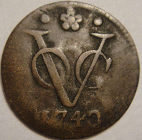 V.O.C. Doit of 1743 : Dutch East India Company : Holland