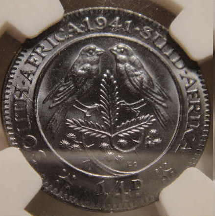 1941 SA Union Farthing (Quarter Penny) : NGC Graded MS64 BN