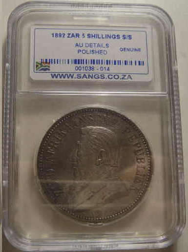1892 Paul Kruger ZAR Crown (Single Shaft) : Graded almost Uncirculated details